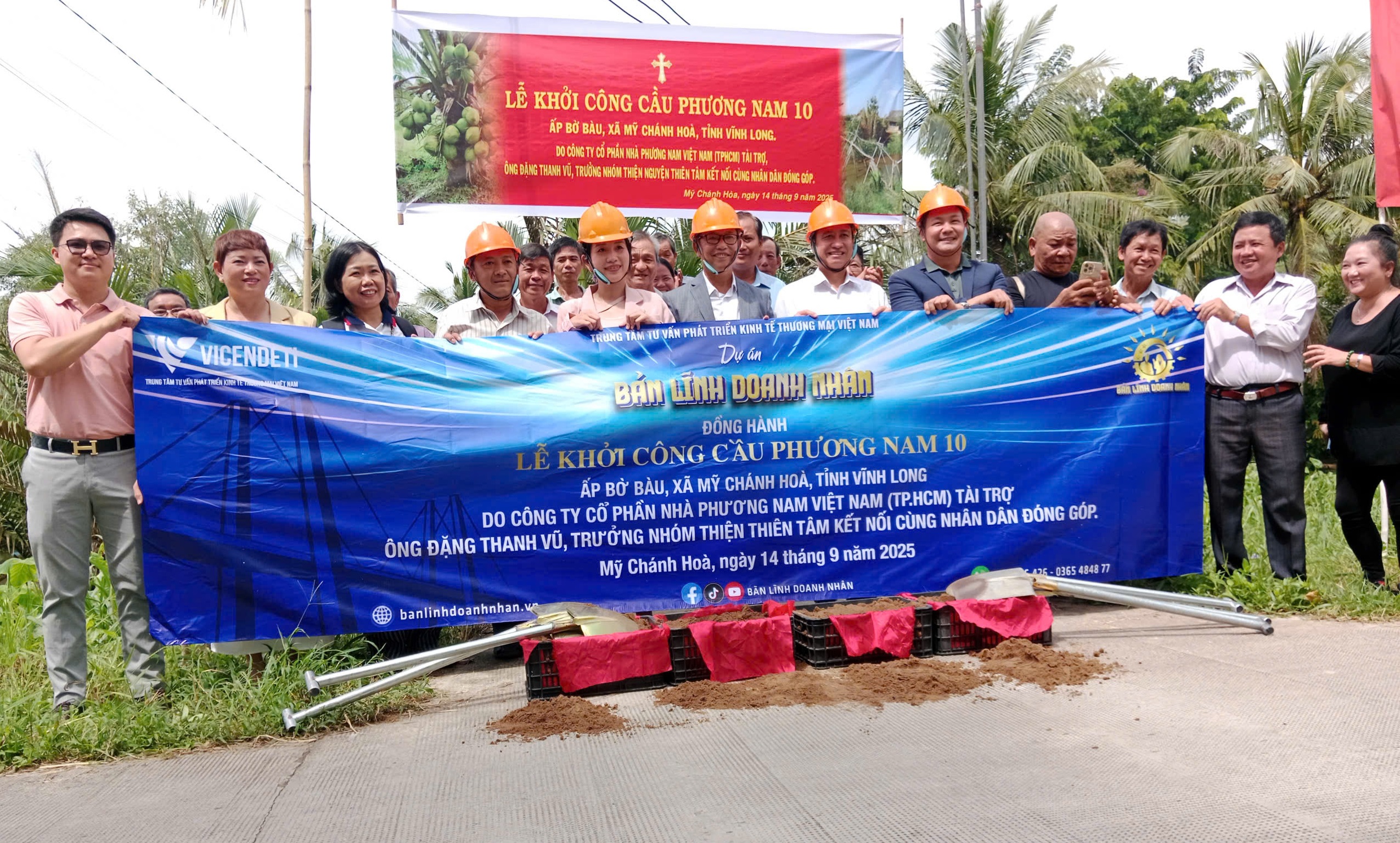 Xã Mỹ Chánh Hòa khởi công xây dựng cầu Phương Nam 10 – ấp Bờ Bàu