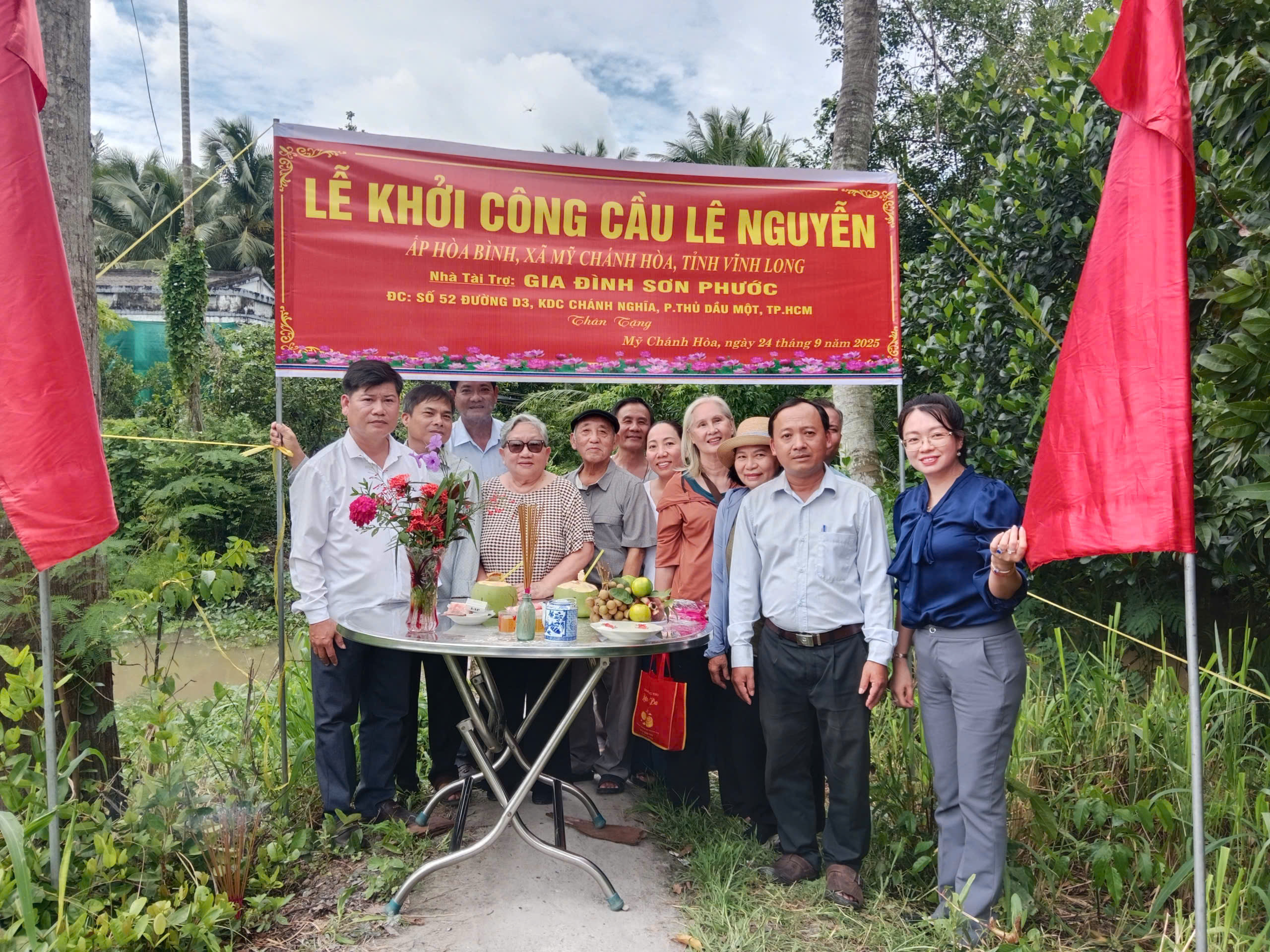 Xã Mỹ Chánh Hòa khởi công xây dựng cầu Lê Nguyễn tại ấp Hòa Bình